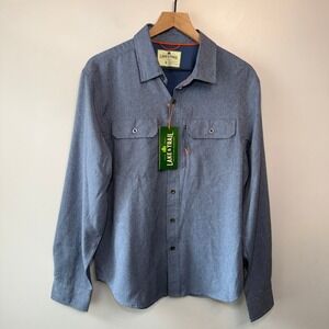 Lake & Trail Men's Woven Shirt Heather Blue UPF 30 Fast Dry Size Small NWT
